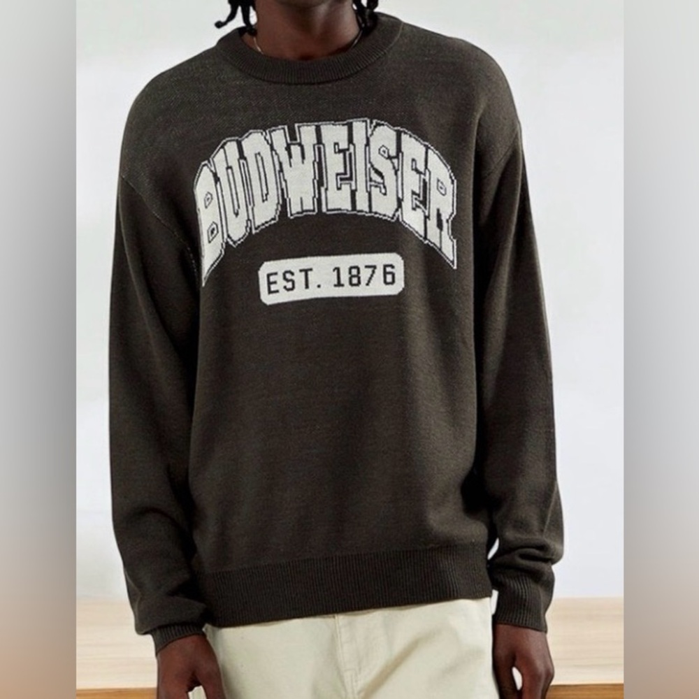 PacSun Budweiser Sweater Men L Brown Beer Casual Knit